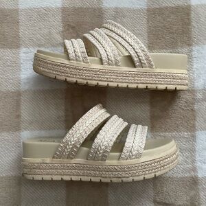 MIA Women’s Size 8.5 Elegant Cream Sandals Open Toe Slip On Shoes